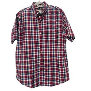 Van Heusen Mens Classic Fit Plaid Button-Down Shirt Size L